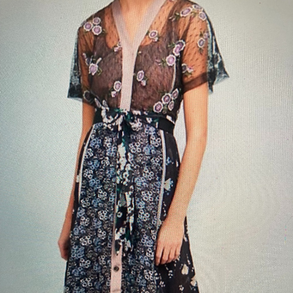 Byron Lars Cassie Floral Night Cascading Midi Dress, Size 10